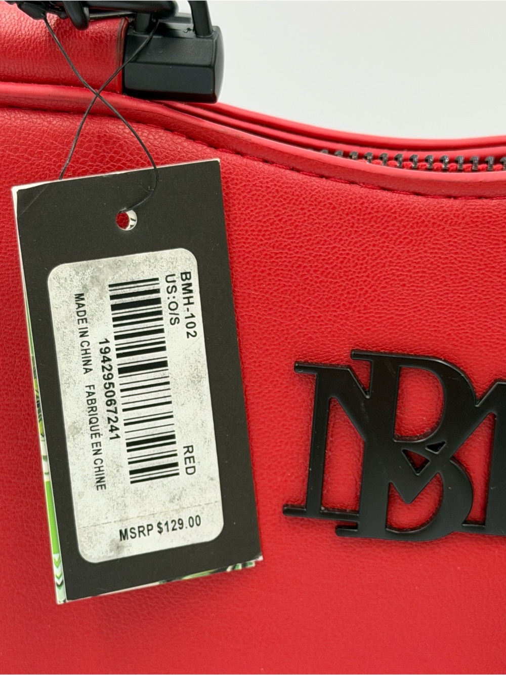 Badgley Mischka Red Satchel with Cherry Charm - Picture 3 of 9